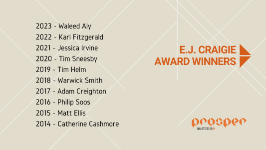 The full list of EJ Craigie Writing Award winners from Prosper Australia
