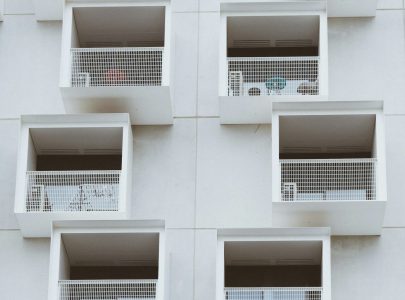 Exterior view of architecturally designed apartments